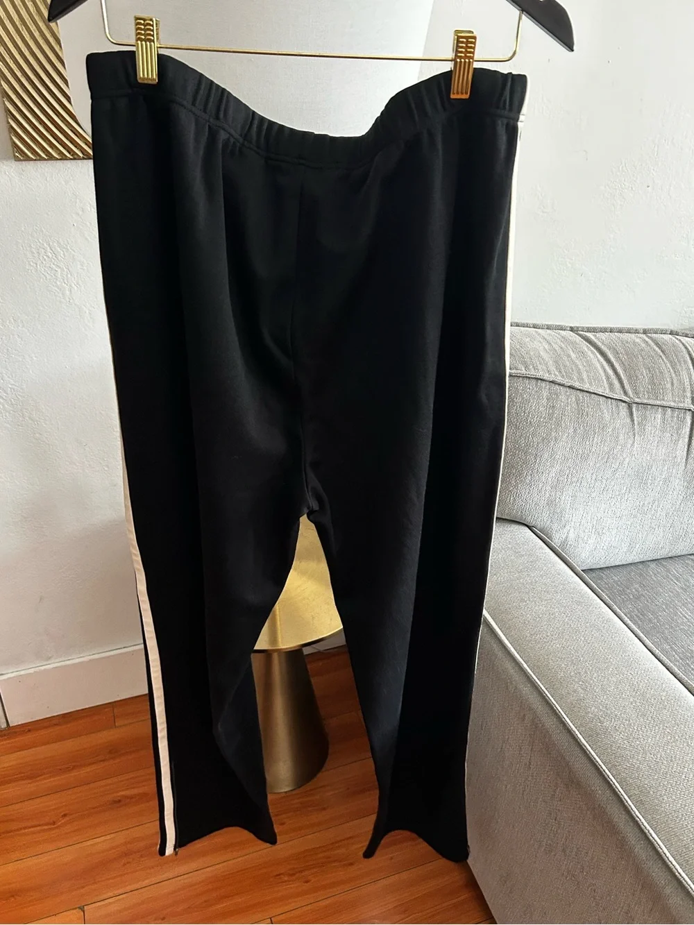 Polo Ralph Lauren Track Pants Men's XL Black White Side Stripe Ankle Zip